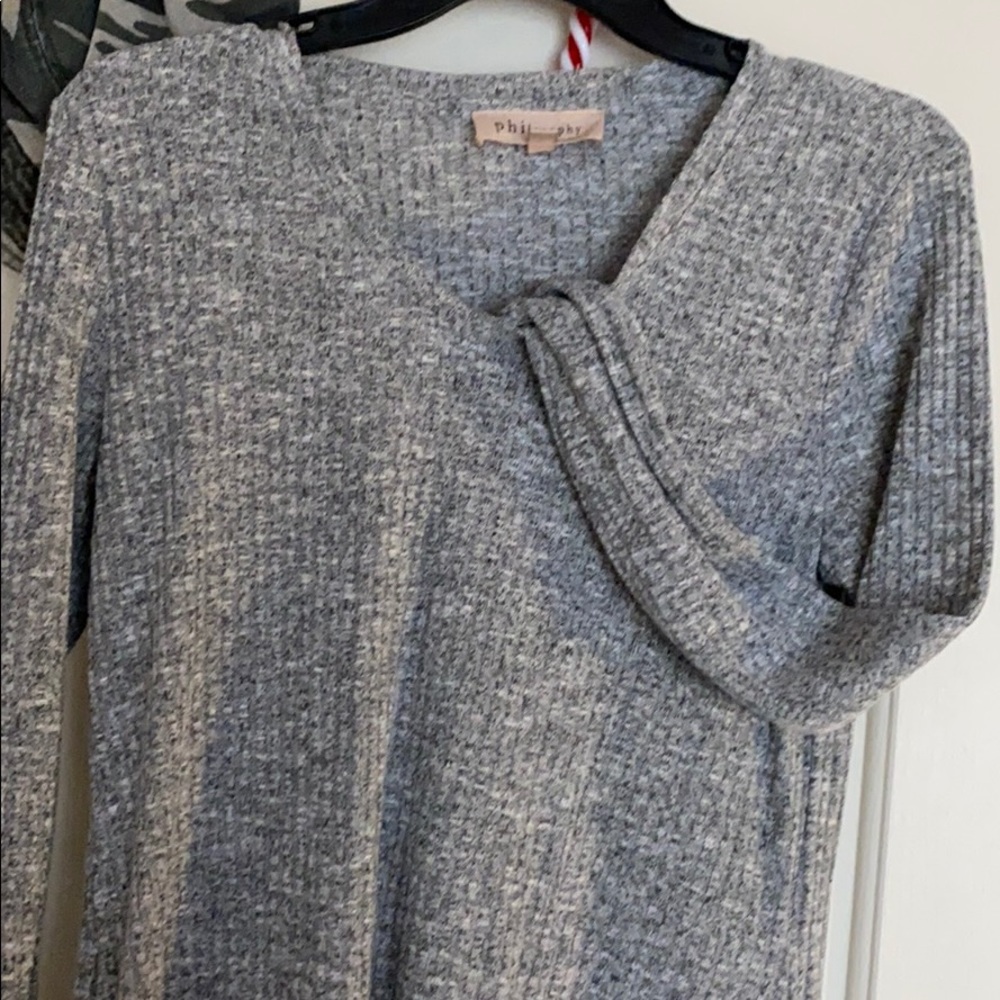 Light grey, long sweater!